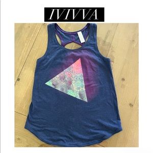 Ivivva tank top navy with design, size 10